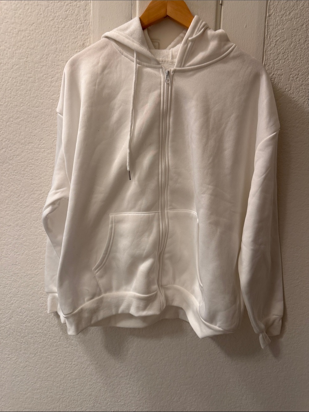 SHEIN White Zip-Up Hoodie Sweater